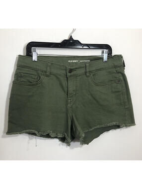 Old Navy Boyfriend Shorts Womens size 10 Army Green Cotton Blend